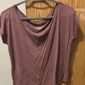 Relaxed Draped Short Sleeve Tee in Mauve